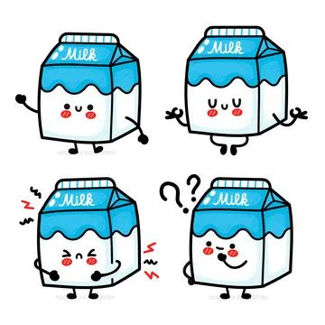 Cute funny milk box. Vector hand drawn cartoon kawaii character illustration Stock Illustration