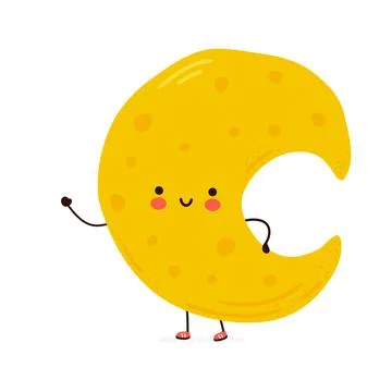 Cute funny Moon character. Vector hand drawn cartoon kawaii character Stock Illustration