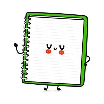 Cute funny note pad character. Vector hand drawn cartoon kawaii character ill Illustrazione stock