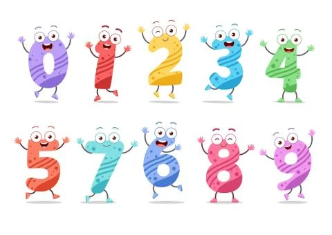 Cute funny numbers vector illustration set Stock Illustration