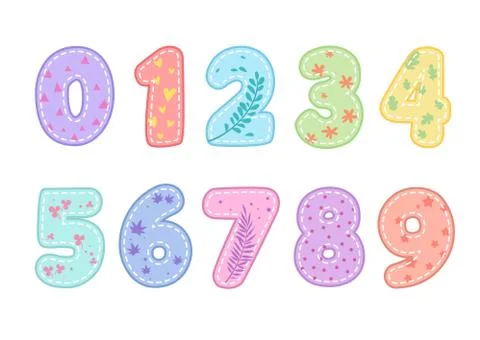 Cute funny numbers vector illustration set Stock-Illustration