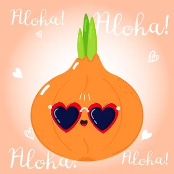 Cute funny Onion character. Vector hand drawn cartoon kawaii character illu.. Stock Illustration