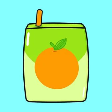Cute funny orange juice. Vector hand drawn cartoon kawaii character illustrat Illustrazione stock