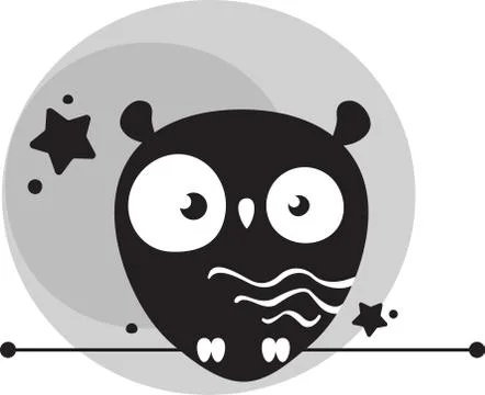 Cute funny Owl in the background of the gray moon Illustrazione stock