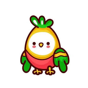 Cute funny parrot. Vector flat line cartoon kawaii character illustration icon 스톡 일러스트