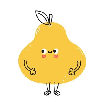 Cute funny pear fruit. Vector hand drawn cartoon kawaii doodle character 스톡 일러스트