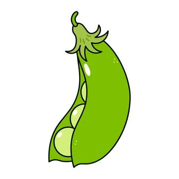 Cute funny peas character. Vector hand drawn traditional cartoon vintage, ret Stock Illustration