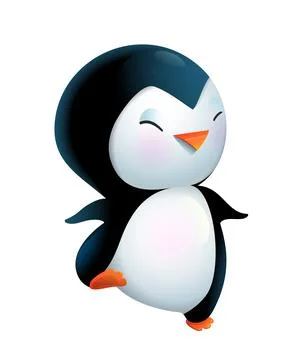 Cute Funny Penguin Doll Dancing Clipart for KIds Stock Illustration