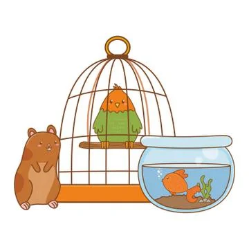 Cute funny pets cartoon Illustrazione stock