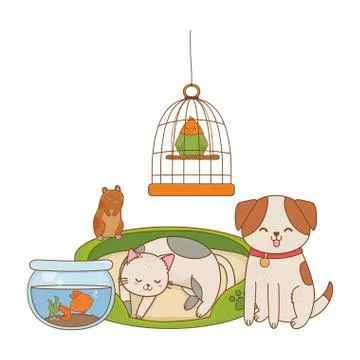 Cute funny pets cartoon Illustrazione stock