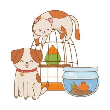 Cute funny pets cartoon Stock Illustration