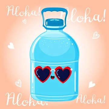 Cute funny Plastic Water Bottle character. Vector hand drawn cartoon kawaii.. Stock Illustration