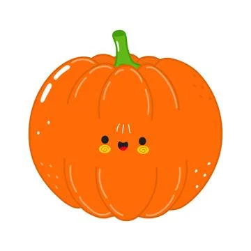 Cute funny Pumpkin character. Vector hand drawn cartoon kawaii character il.. Stock Illustration