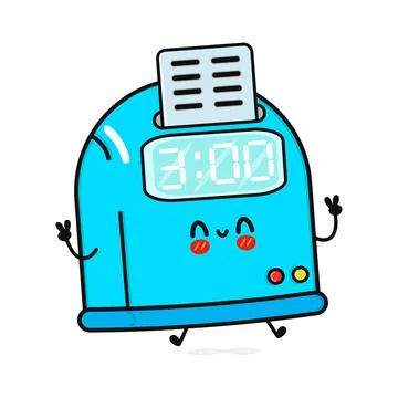 Cute funny punch clock character. Vector hand drawn cartoon kawaii character  Stockillustratie