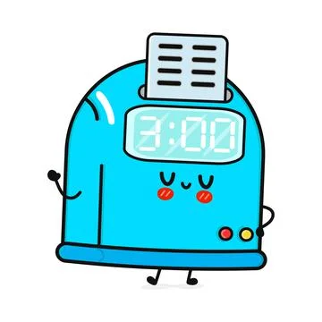 Cute funny punch clock character. Vector hand drawn cartoon kawaii character  Stock Illustration