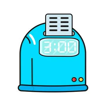 Cute funny punch clock character. Vector hand drawn cartoon kawaii character  스톡 일러스트