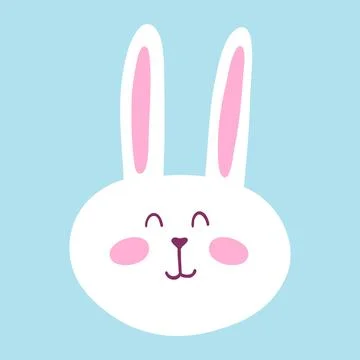 Cute funny rabbit face. Hand drawn vector Easter bunny face for card, kids 库存插图