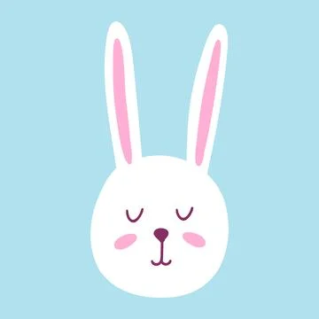 Cute funny rabbit face. Hand drawn vector Easter bunny face for card, kids Stock Illustration