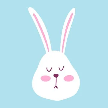 Cute funny rabbit face. Hand drawn vector Easter bunny face for card, kids 스톡 일러스트