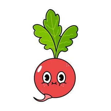 Cute funny radish character. Vector hand drawn traditional cartoon vintage, r Stock Illustration