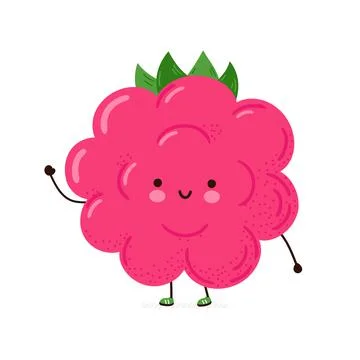 Cute funny Raspberry character. Vector hand drawn cartoon kawaii character Stock Illustration
