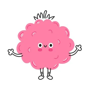Cute funny raspberry fruit. Vector hand drawn cartoon kawaii doodle character 스톡 일러스트