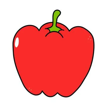 Cute funny red pepper character. Vector hand drawn traditional cartoon vintag Stock Illustration