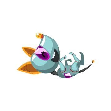 Cute funny robot dog lying on the floor, artificial intelligence concept vector Stock Illustration