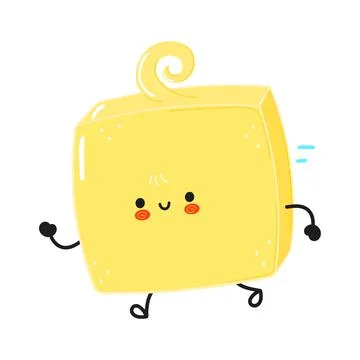 Cute funny running butter. Vector hand drawn cartoon kawaii character illustr Stock Illustration