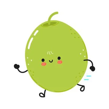 Cute funny running olive. Vector hand drawn cartoon kawaii character illustra Stock Illustration
