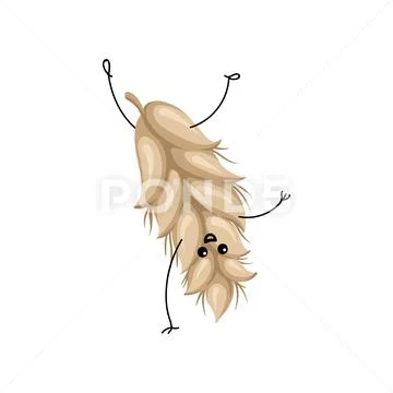 Cute funny rye ear cartoon character vector Illustration Stock Illustration