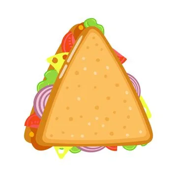 Cute funny sandwich character. Vector hand drawn cartoon kawaii character ill Stock Illustration