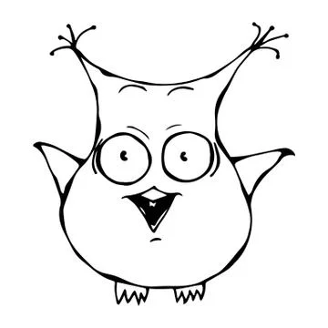 Cute Funny Scared Crazy Mad Insane Owl Bird . Isolated On a White Background Stock Illustration