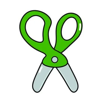 Cute funny scissors character. Vector hand drawn cartoon kawaii character ill Illustrazione stock