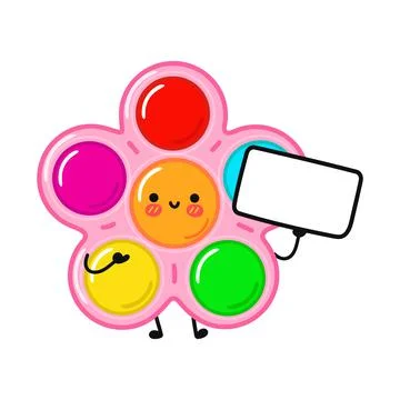 Cute funny simple dimple with poster. Vector hand drawn cartoon kawaii charac Stock Illustration