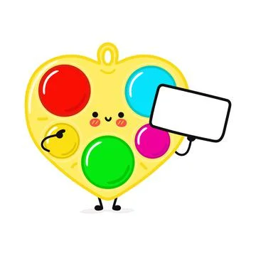 Cute funny simple dimple with poster. Vector hand drawn cartoon kawaii charac 스톡 일러스트