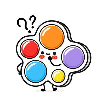 Cute funny Simple dimple with question mark. Vector hand drawn cartoon kawaii Illustrazione stock