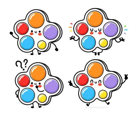 Cute funny Simple dimple set collection. Vector hand drawn cartoon kawaii Stock Illustration