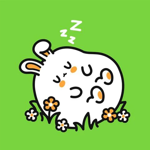 Cute funny sleeping rabbit character. Vector hand drawn cartoon kawaii character Stock Illustration