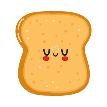 Cute funny sliced toast bread character. Vector hand drawn cartoon kawaii cha Illustrazione stock
