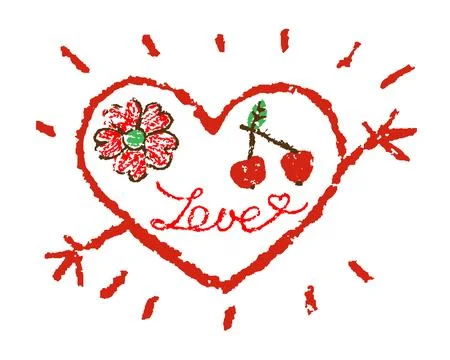 Cute funny smiling red heart saying hello or hi. Like kids hand drawing doodle Stock Illustration