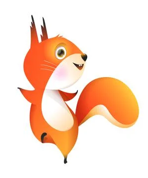 Cute Funny Squirrel Jumping Dancing Clipart Stock Illustration