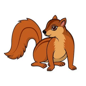 Cute funny squirrel vector image line drawing Stock Illustration