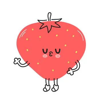 Cute funny strawberry berry. Vector hand drawn cartoon kawaii doodle character Stock Illustration