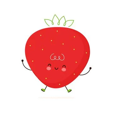 Cute funny Strawberry character. Vector hand drawn cartoon kawaii character Stock Illustration