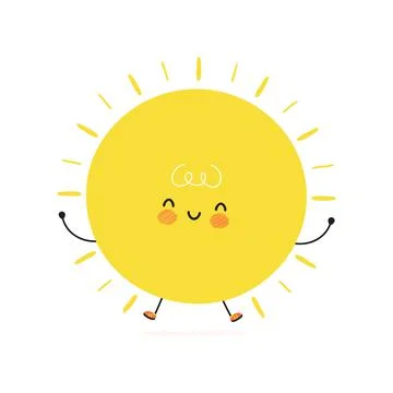 Cute funny Sun character. Vector hand drawn cartoon kawaii character Stock Illustration