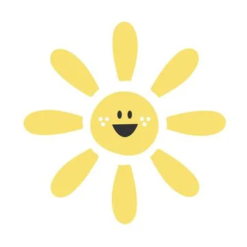 Cute funny Sun character. Vector hand drawn sun isolated on white background Stock Illustration