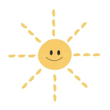 Cute funny Sun character. Vector hand drawn sun isolated on white background イラスト素材