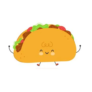 Cute funny Taco character. Vector hand drawn cartoon kawaii character Stock Illustration