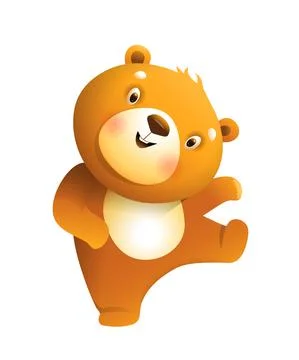 Cute Funny Teddy Bear Doll Dancing Clipart Stock Illustration